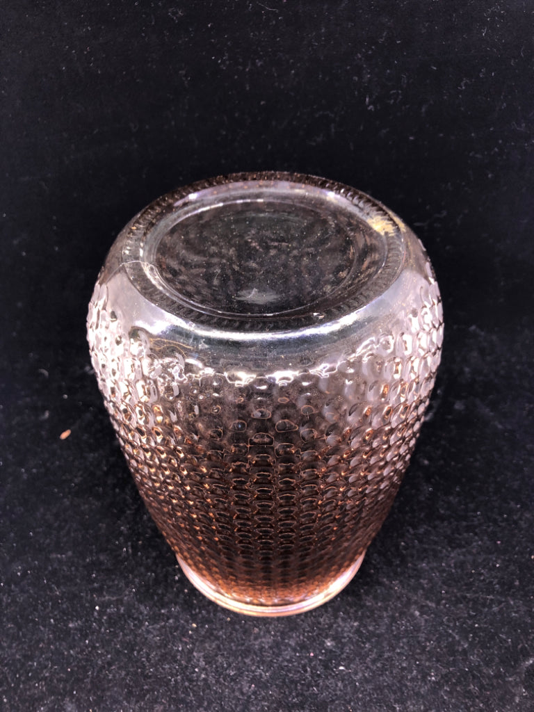 TEXTURED BROWN VASE/ CANDLE HOLDER.