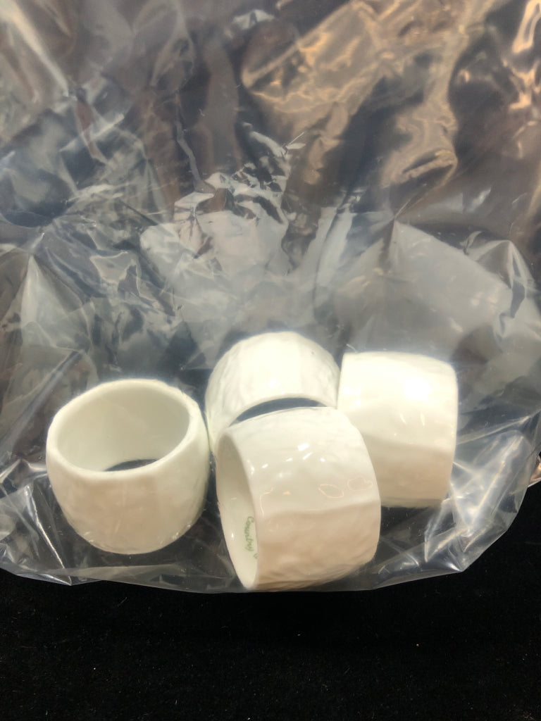 4 COALPORT WHITE CERAMIC NAPKIN HOLDERS.