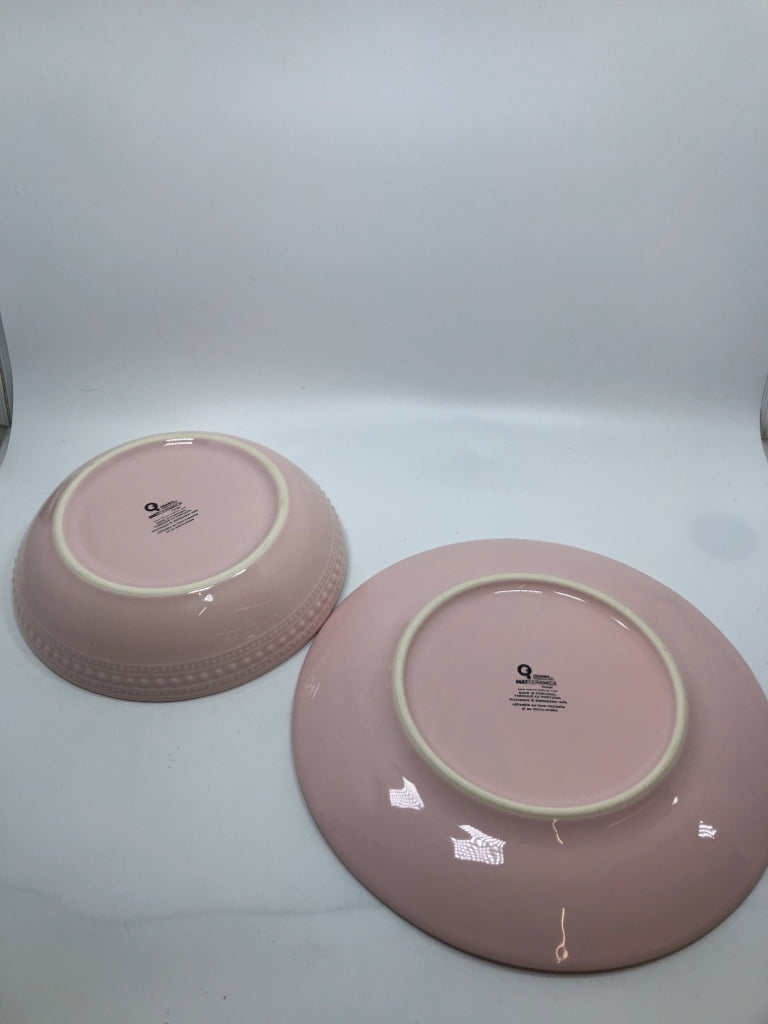 9PC PINK PLATE/BOWL SRV FOR 4.
