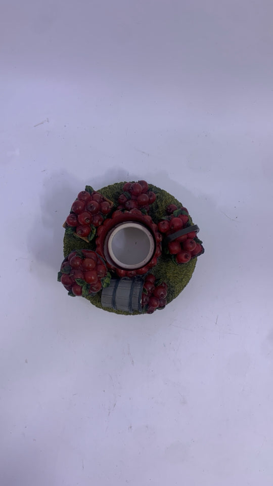 CERAMIC APPLES IN BASKETS CANDLE TOPPER.