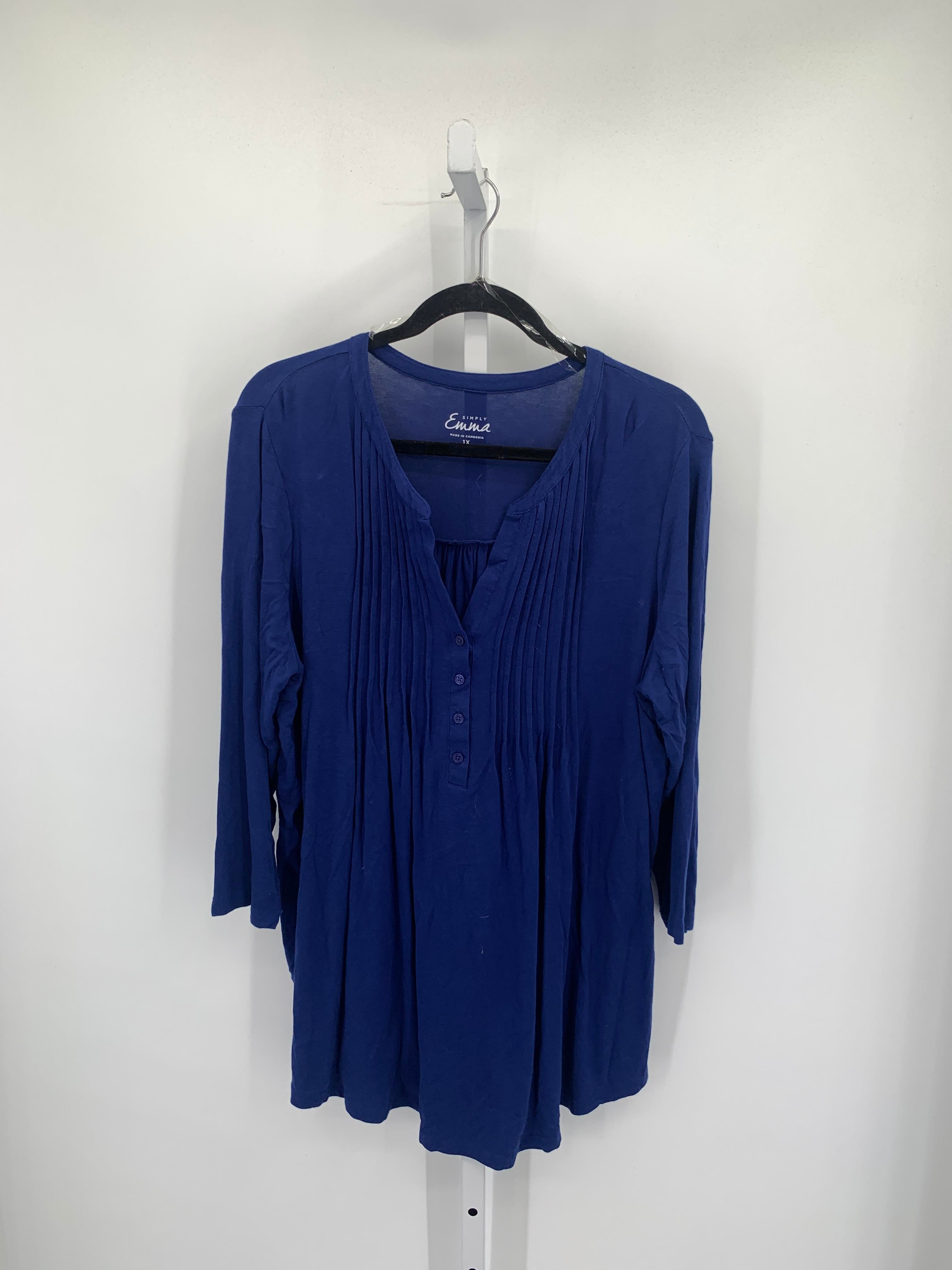 Simply Emma Size 1X Womens 3/4 Sleeve Shirt