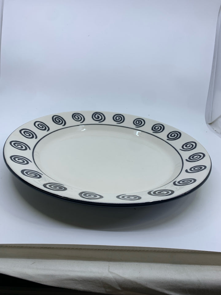 BLACK & WHITE SWIRL SERVING BOWL.
