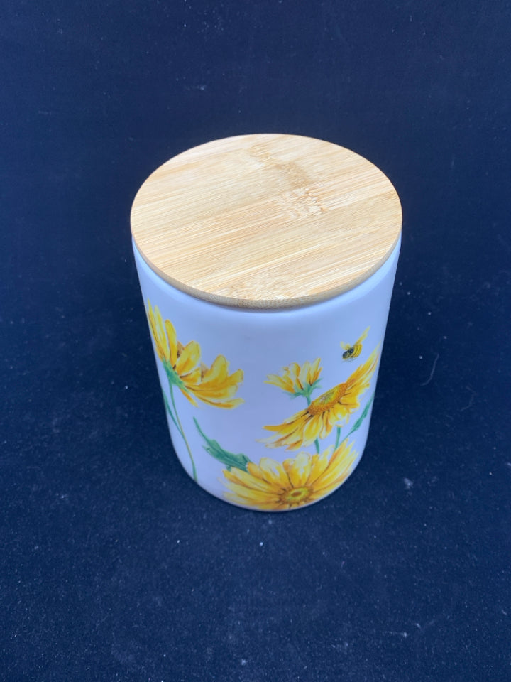 YELLOW SUNFLOWER W WOOD TOP.