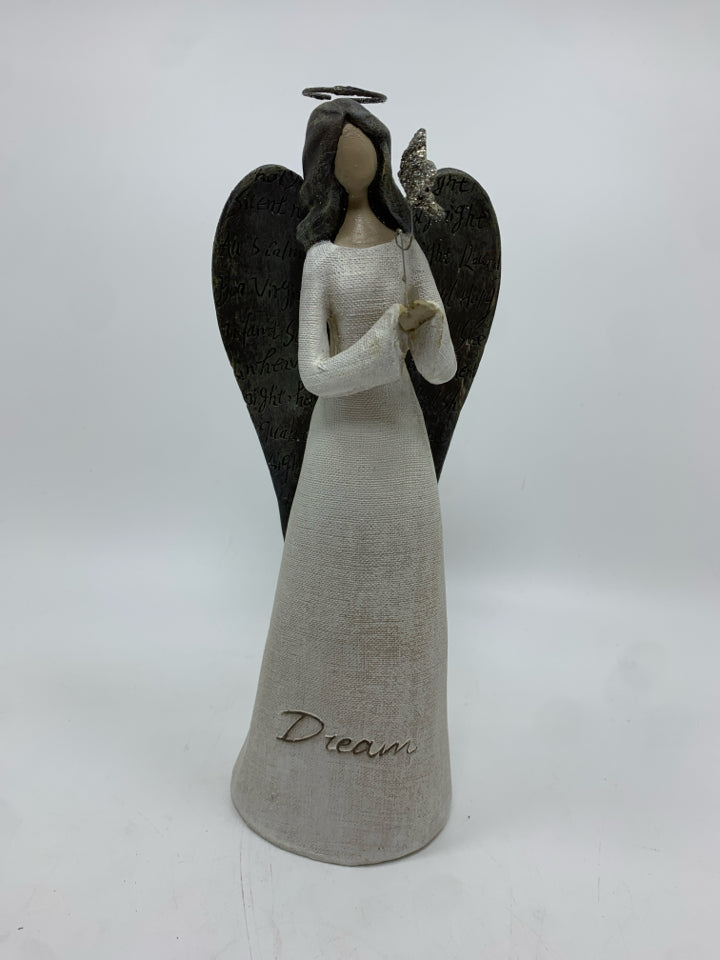 "DREAM" ANGEL FIGURINE W/GLITTERY WINGS.