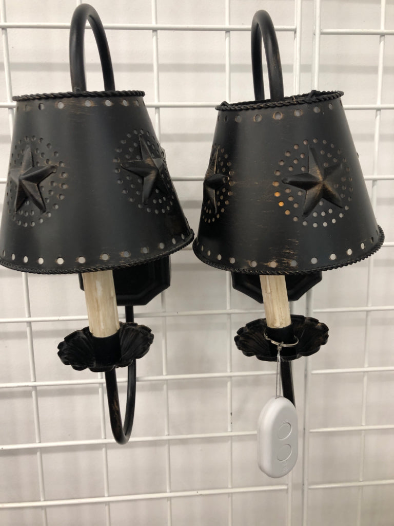 2 PRIMITIVE CANDLE WALL SCONCE.