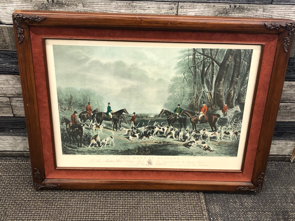 THE MEET AT BLAGDON FRAMED ARTWORK J W SNOW NEWCASTLE.