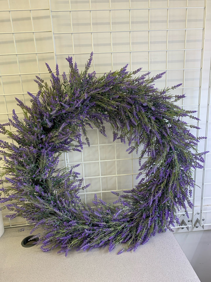 LARGE FAUX LAVENDER WREATH.