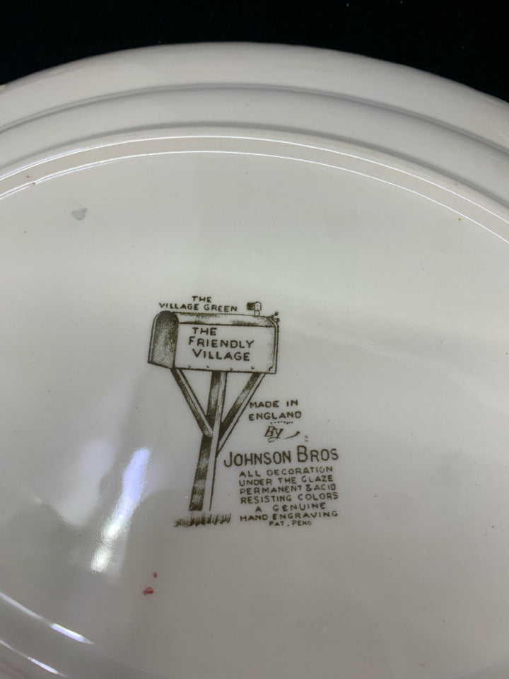 2 OVAL RED BARN SCENE JOHNSON BROS SERVING PLATTERS.