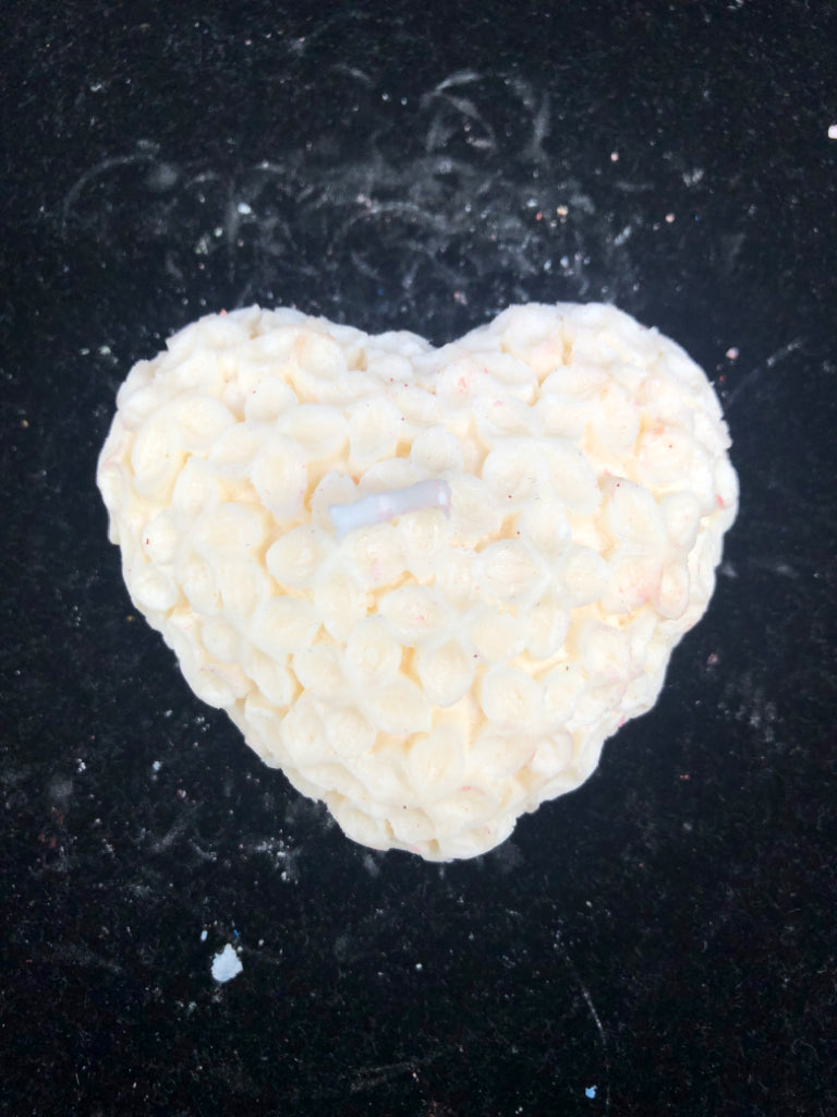 HANDMADE SOY WAX HEART CANDLE.