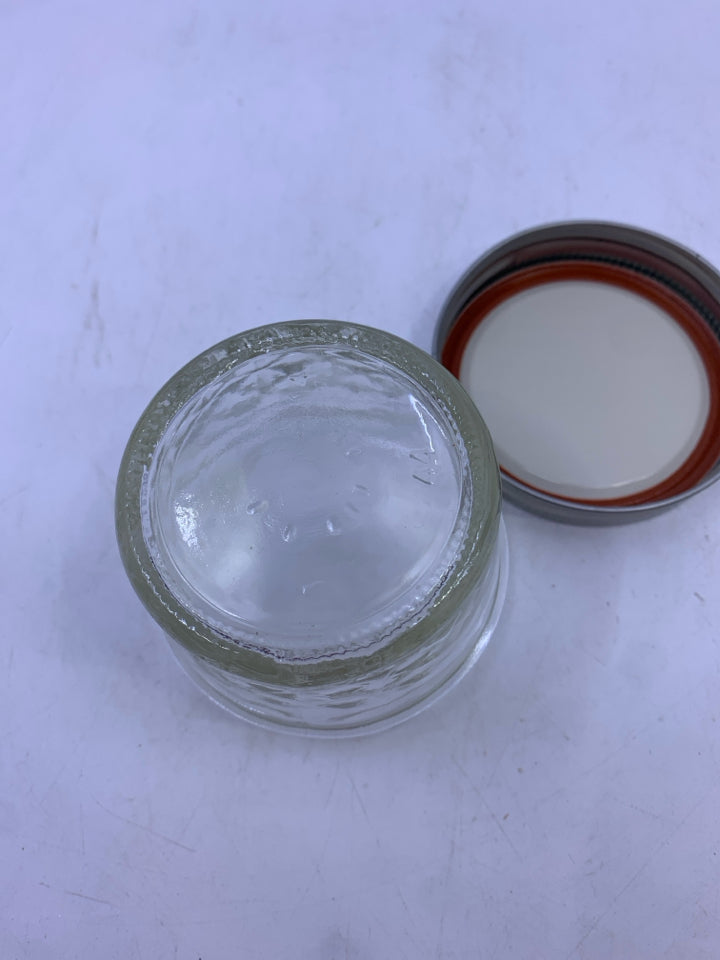 SMALL DIAMOND PATTERN JAR W SILVER LID.
