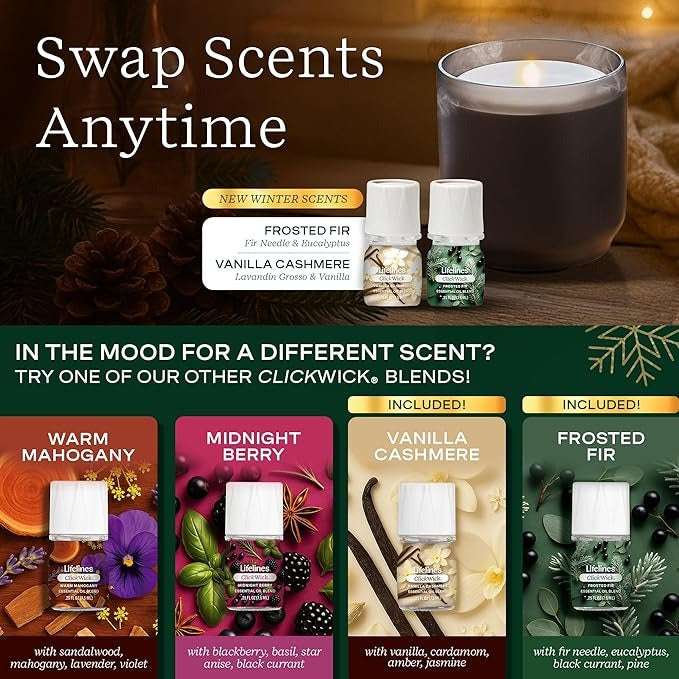 Flameless Candle Diffuser with 2 ClickWicks® - Winter Edition - New