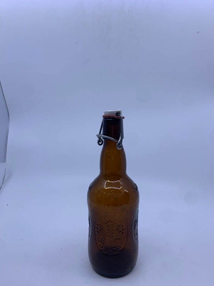 VTG BROWN GROLSCH EMPTY BOTTLE W CLASP.