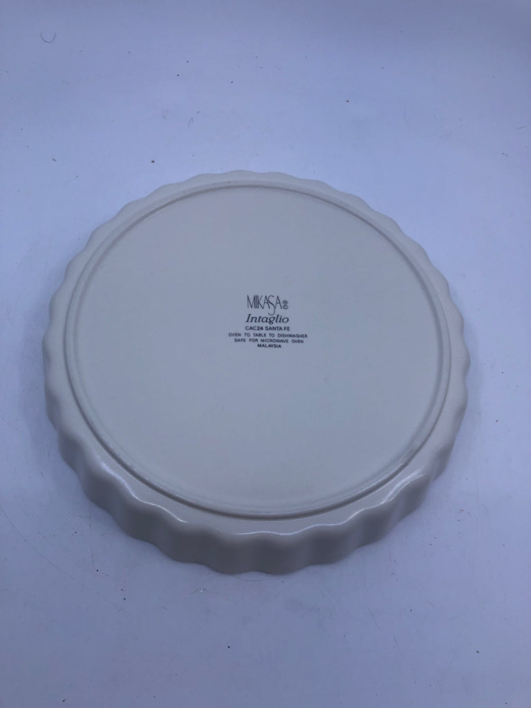 TART DISH W/ AZTEC PATTERN MIKASA INTAGLIO.