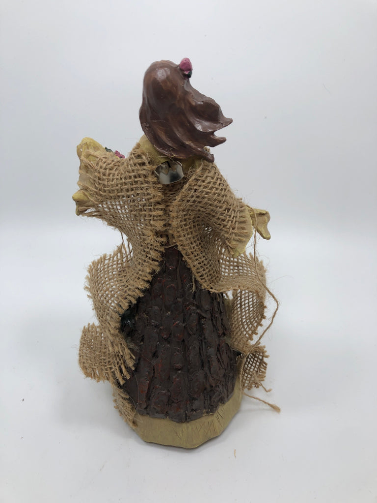MUSICAL ANGEL FIGURINE PURPLE ROSES.