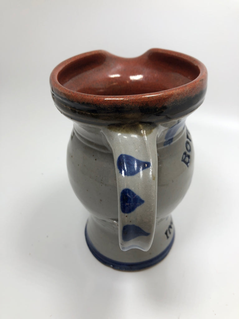 BOYLSTON STONEWARE SALT GLAZE PITCHER.