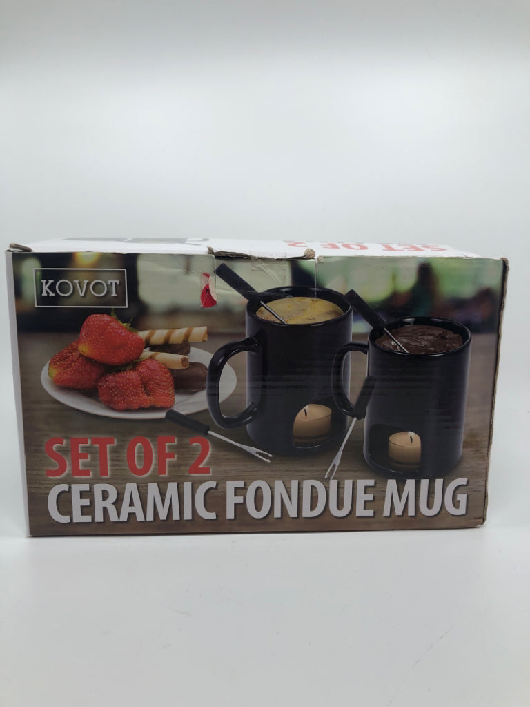 NIB KOVOT CERAMIC FONDUE MUG SET.
