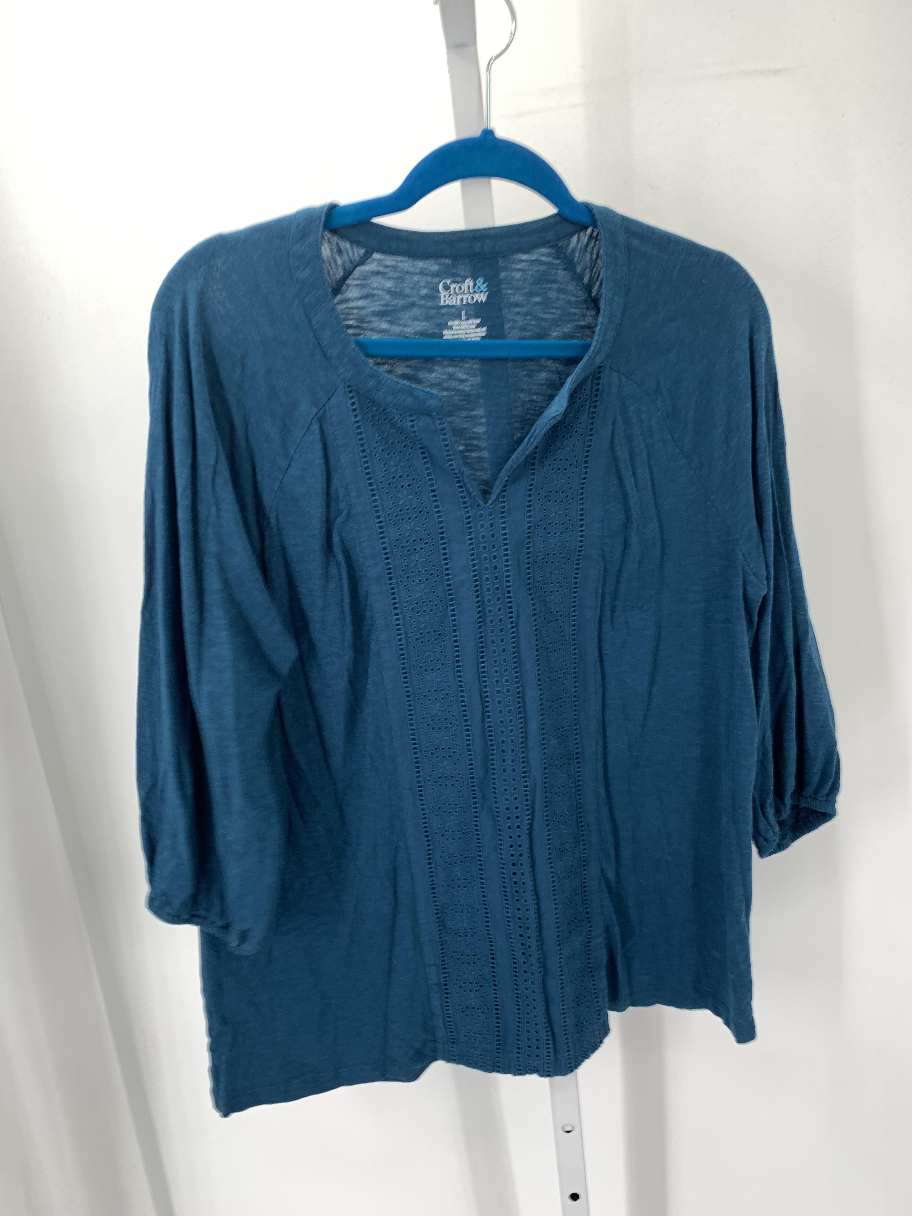 Croft & Barrow Size Large Misses 3/4 Sleeve Shirt
