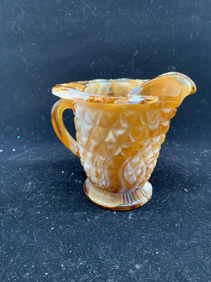 VTG SMALL CREAM SLAG SWIRL CREAMER.