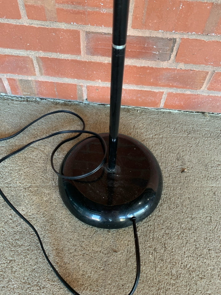 TALL BLACK LAMP W/FROSTED SHADE.