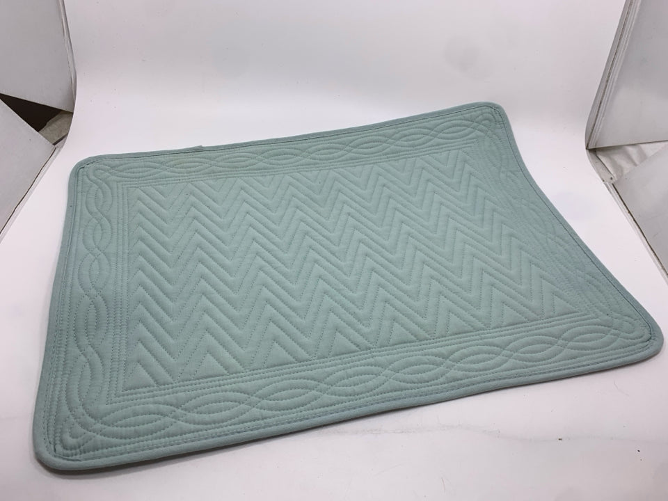 2 TEAL QUILTED PLACEMATS.