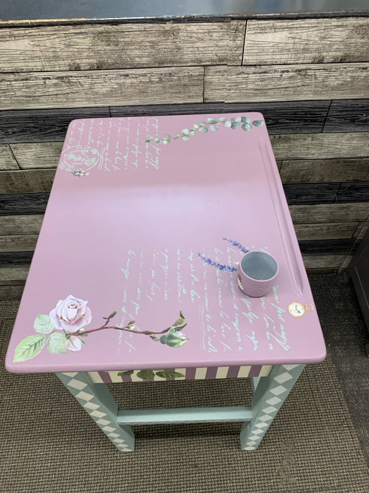 PURPLE AND BLUE KIDS PAINTED DESK.