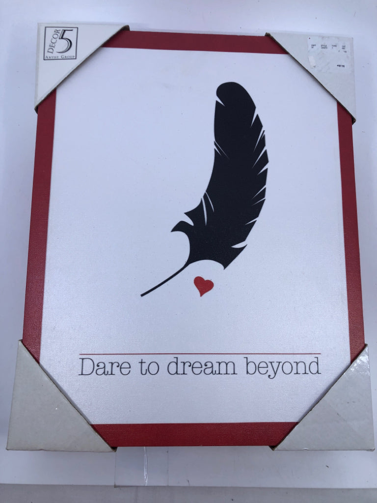 DARE TO DREAM FEATHER CANVAS WALL ART.