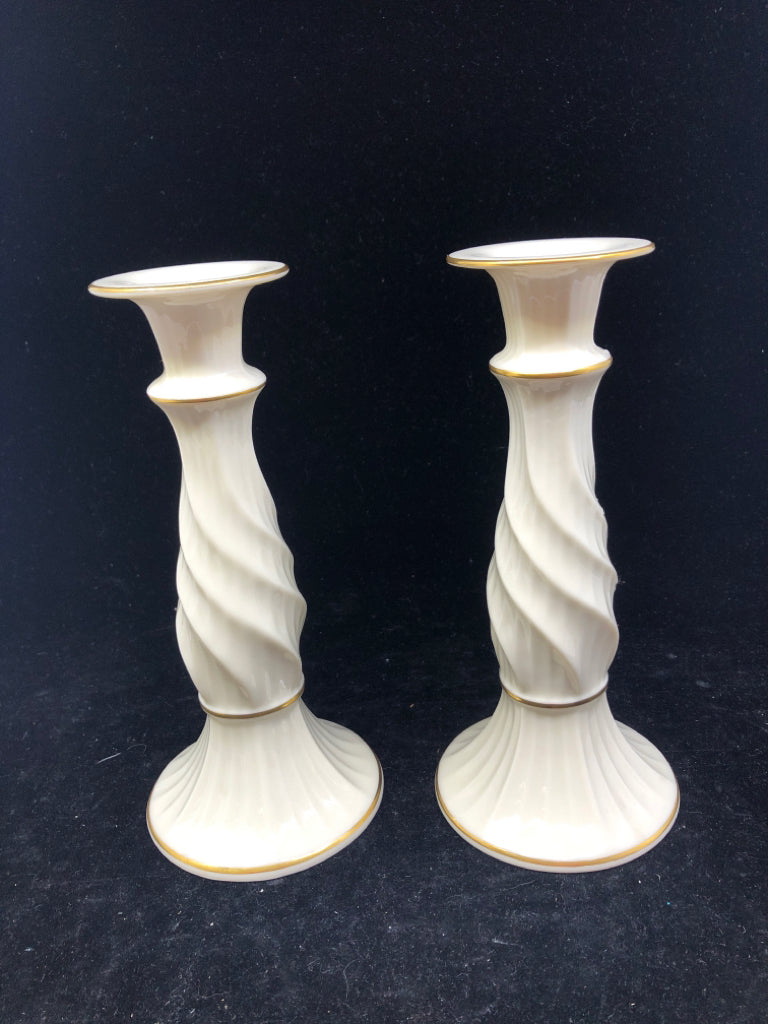 2 LENOX TAPER CANDLE HOLDERS.