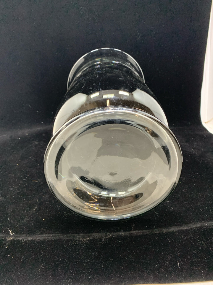 LARGE GLASS HURRICANE PILLAR CANDLE HOLDER.
