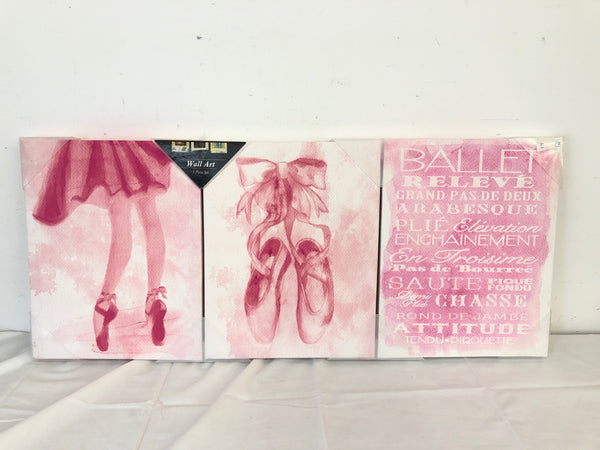 3PC PINK DANCER CANVAS SET.