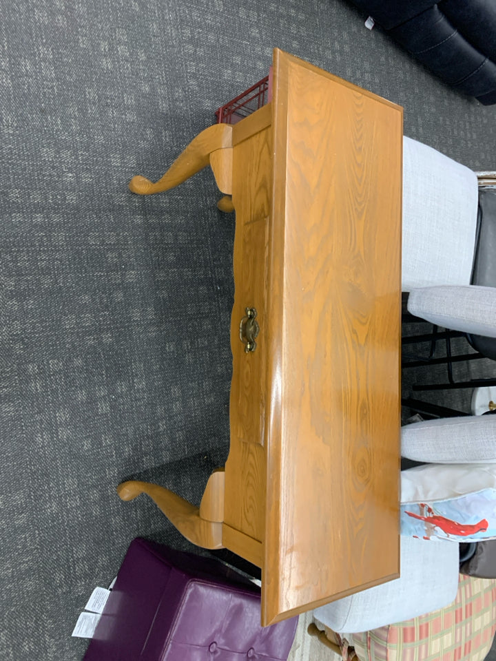 WOOD CENTER DRAWER SOFA TABLE.