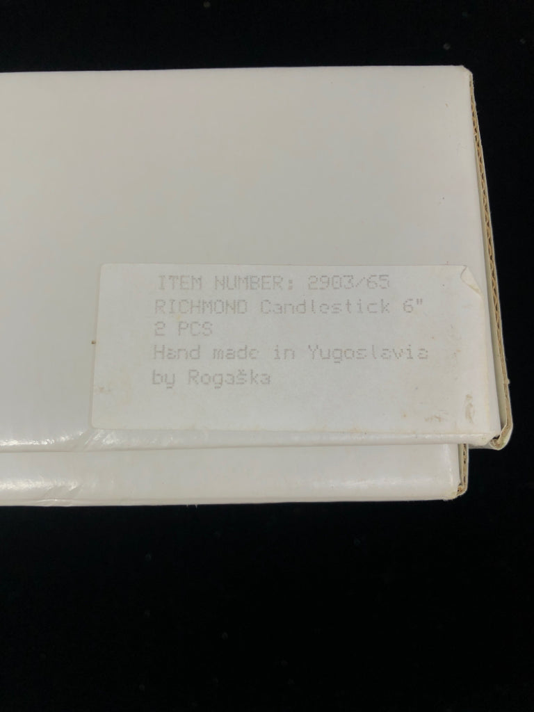 NIB 2 ROGASKA CRYSTAL CANDLESTICKS.