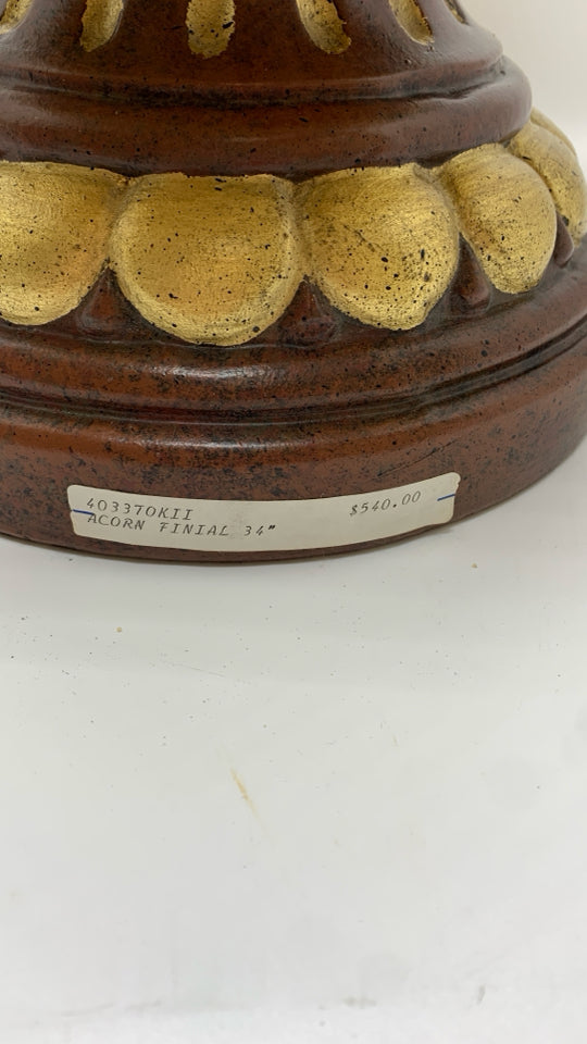 ORNATE TERRA COTTA ACORN FINIAL.
