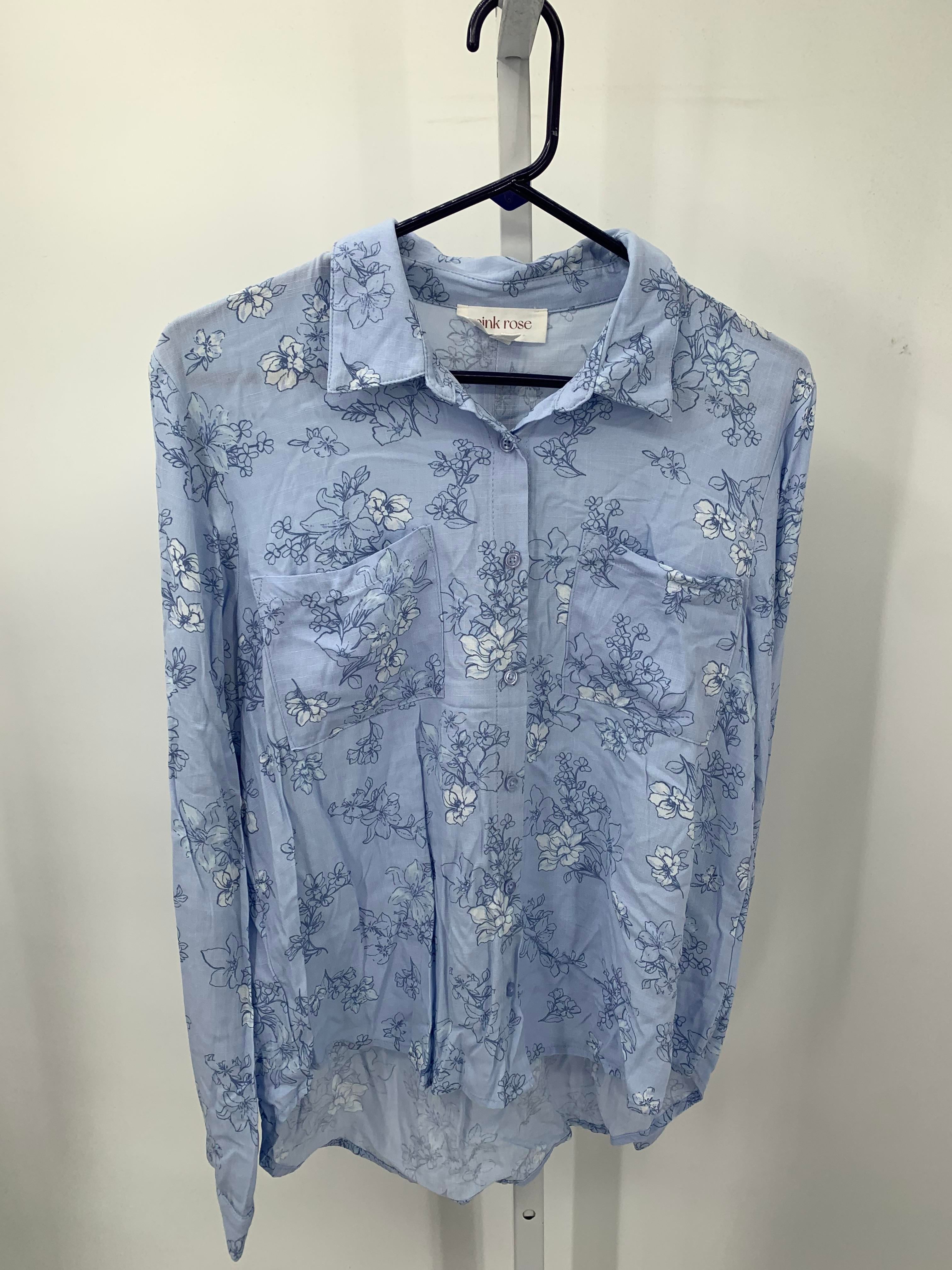 Pink Rose Size Medium Juniors Long Sleeve Shirt
