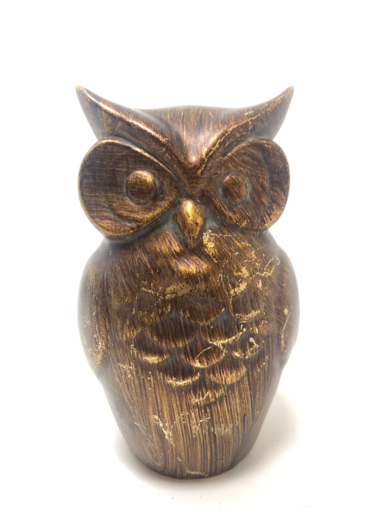 BRONZE BRUSHED OWL FIGURINE.