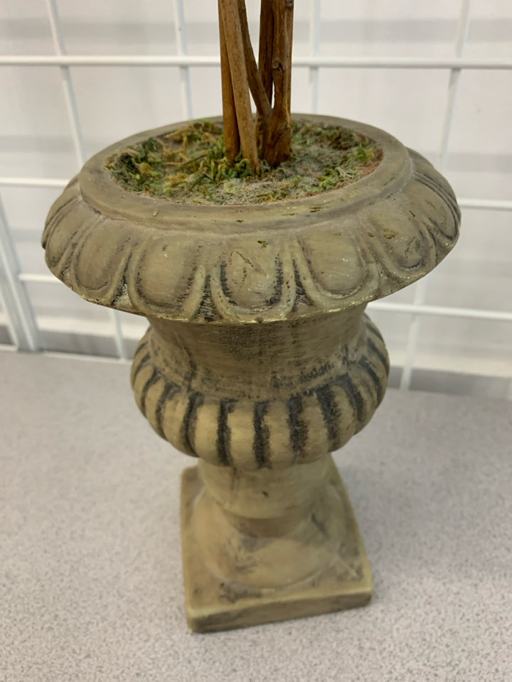 FAUX GREENERY TREE IN RESIN URN.