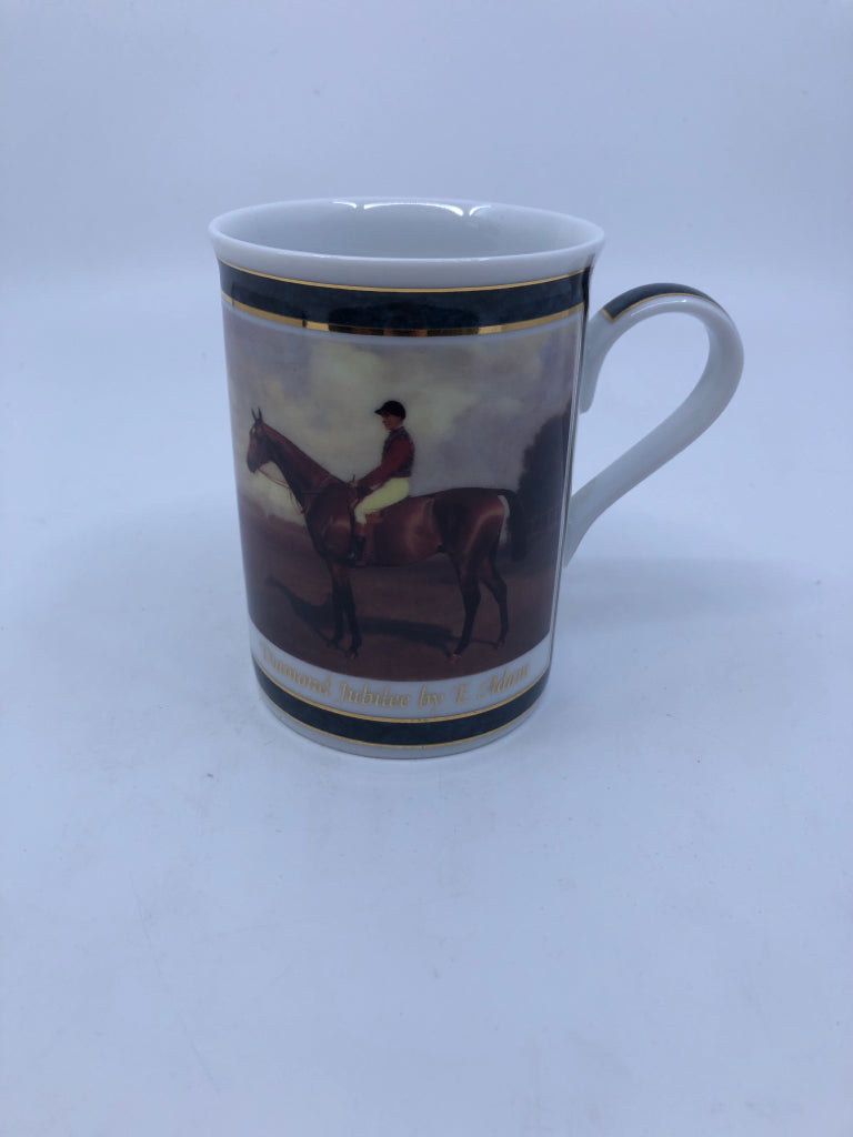 MAN RIDING HORSE MUG- CLOVERLEAF.