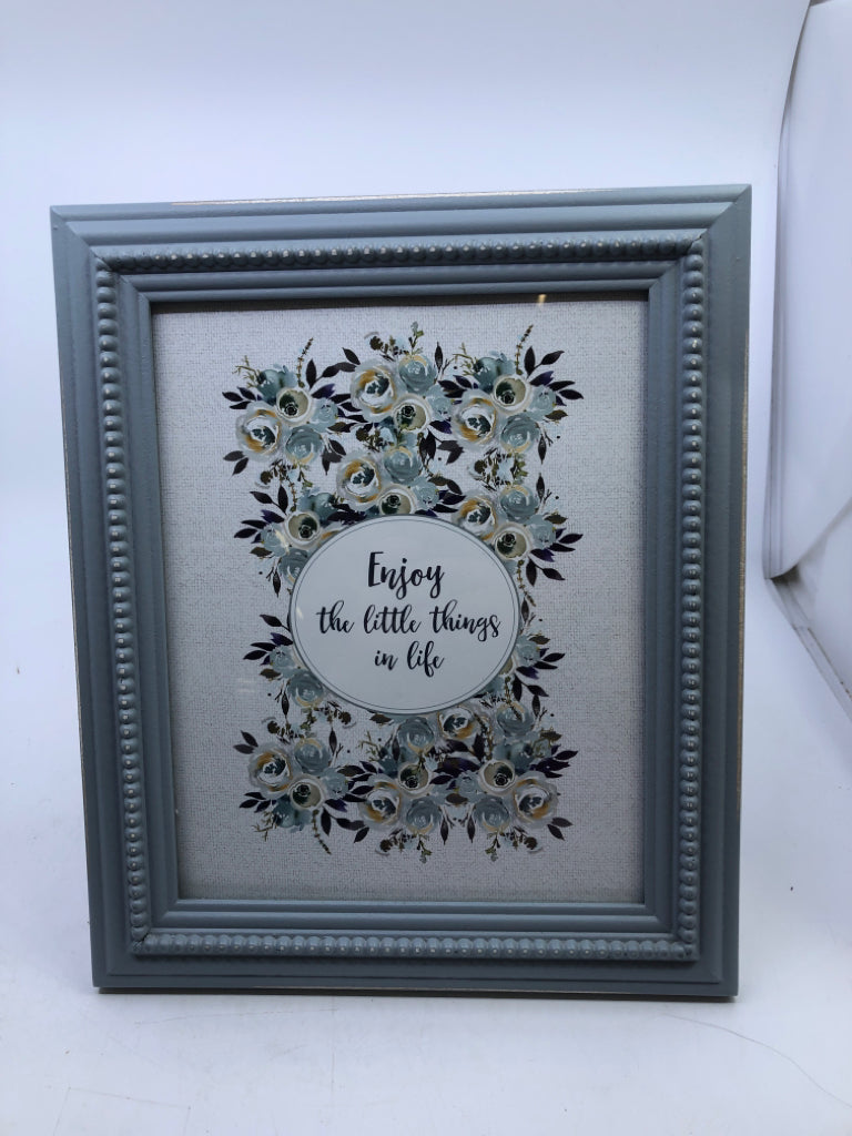 ENJOY LITTLE THINGS BLUE WOOD FRAME.