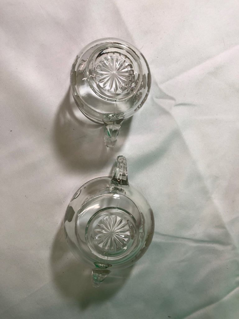 VTG SILVER STARWBERRY SUGAR AND CREAMER.