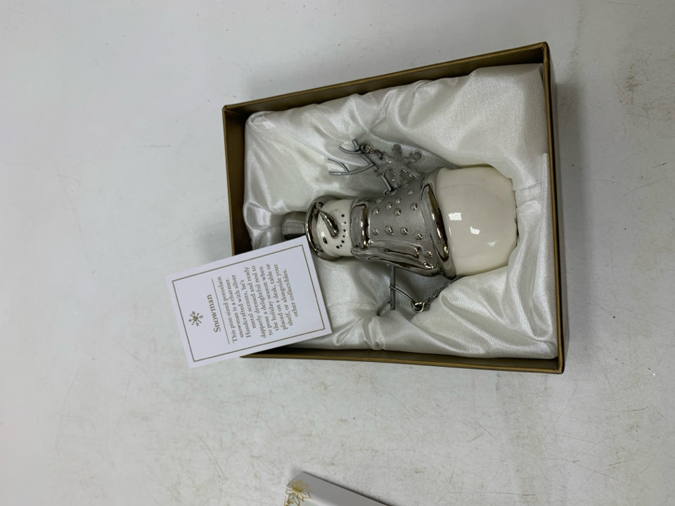 PIER 1 WHITE/SILVER SNOWMAN IN BOX.