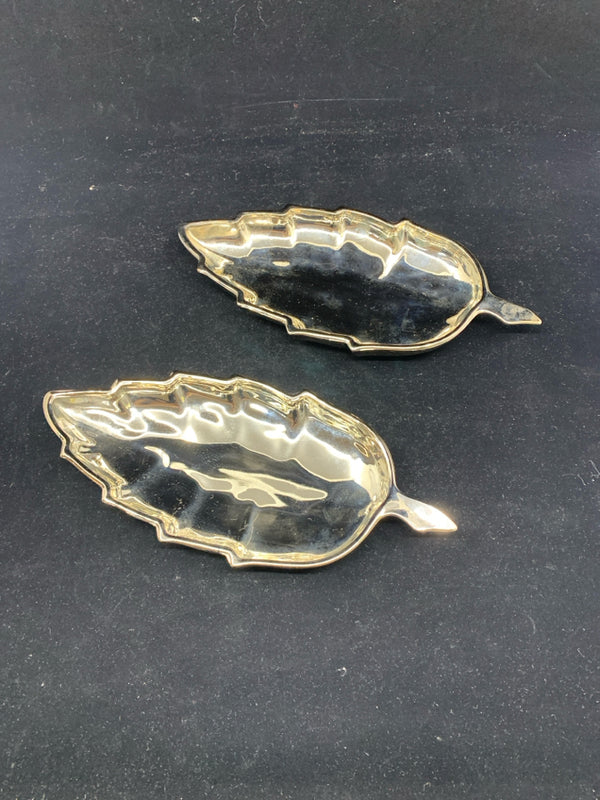 2 SILVER LEAVES TRAYS.