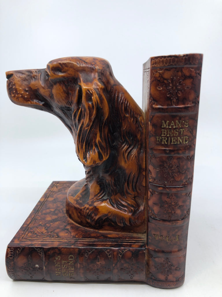 HEAVY BROWN DOG HEAD BOOK END.