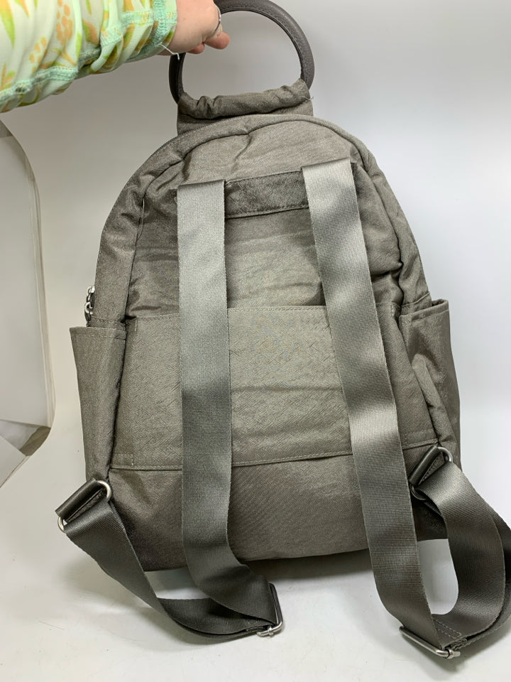 Metallic Grey Nylon Backpack
