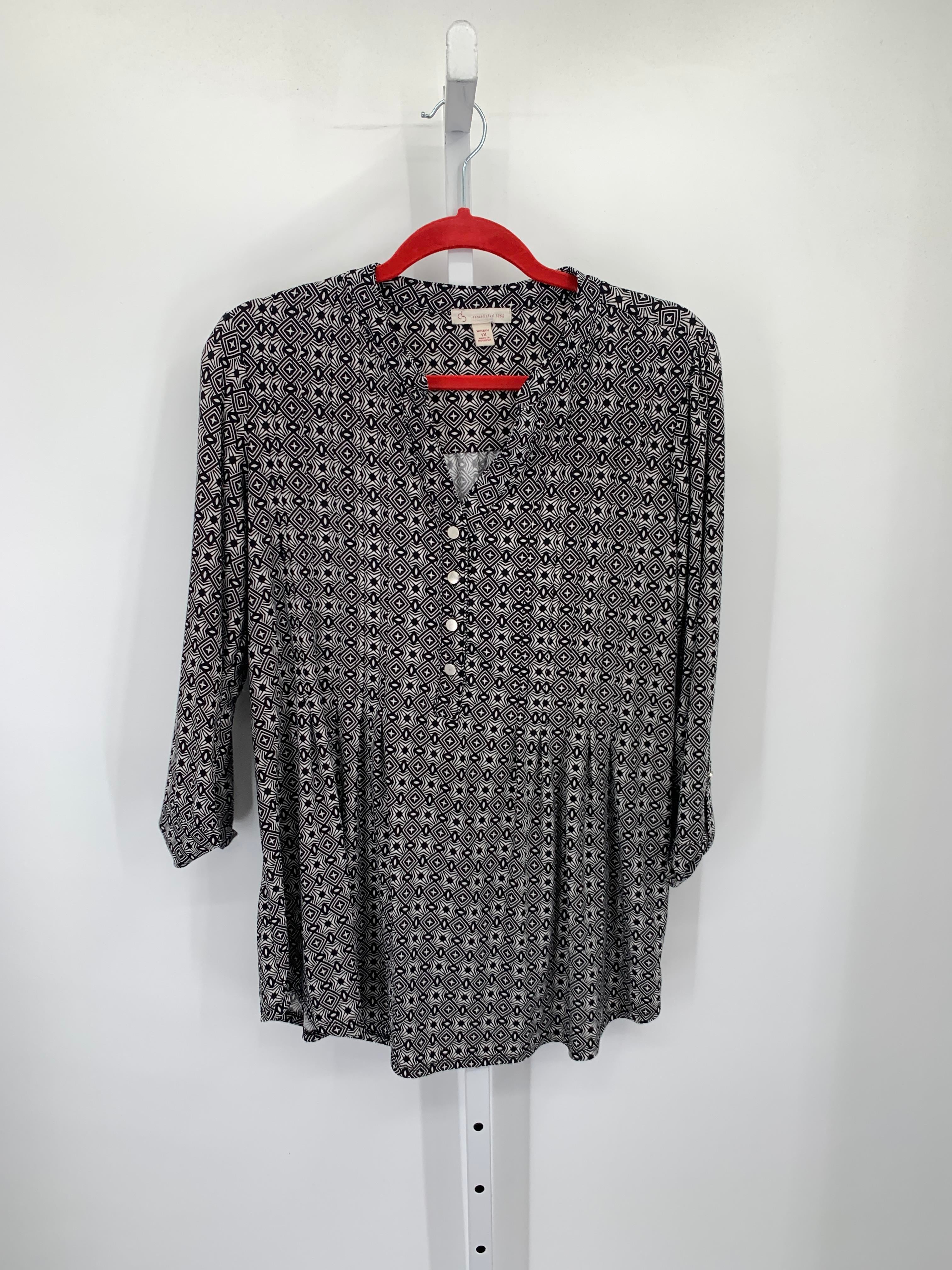 db Size 1X Womens 3/4 Sleeve Shirt