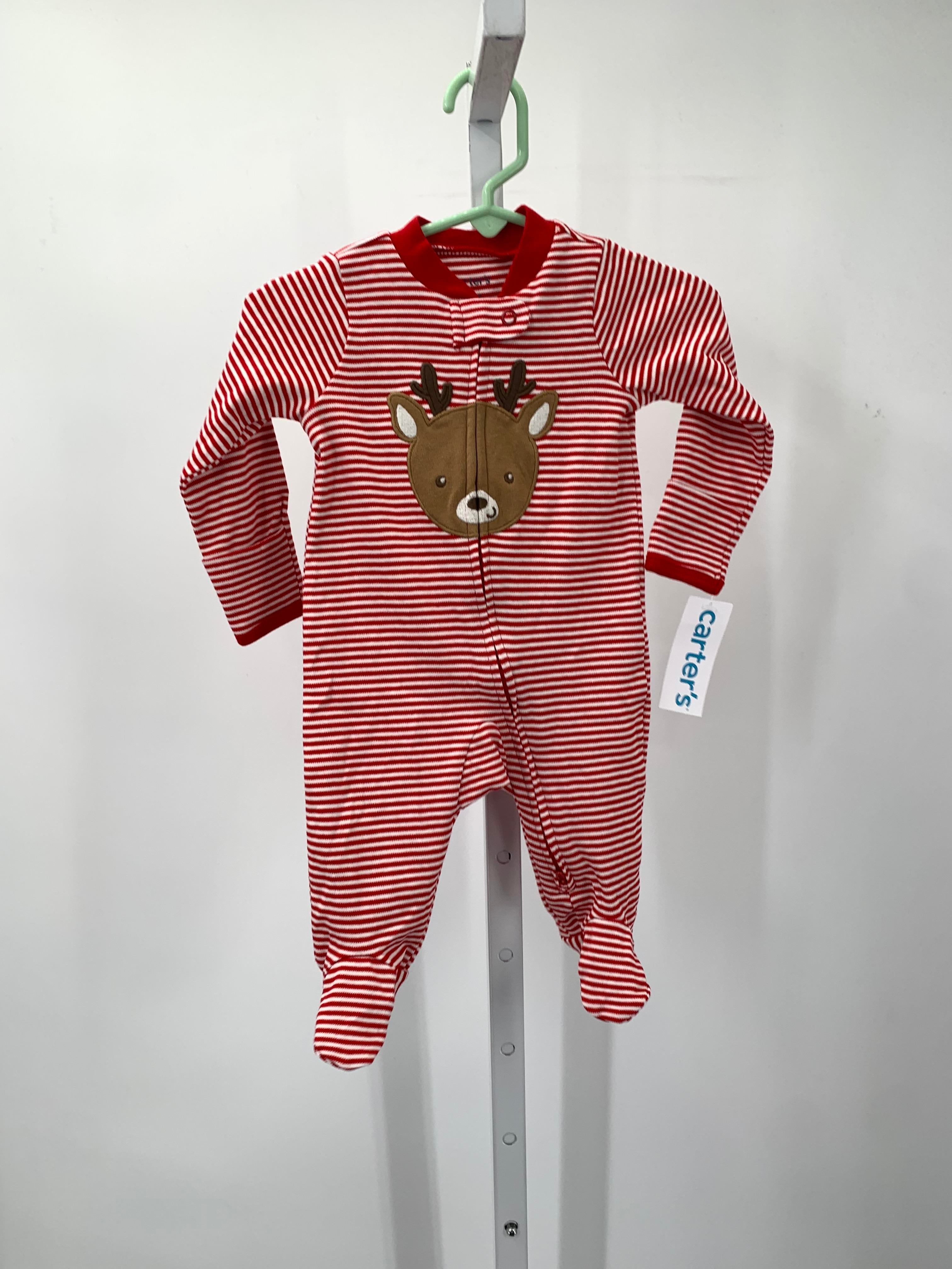 NEW LONG SLV ROMPER STRIPES REINDEER