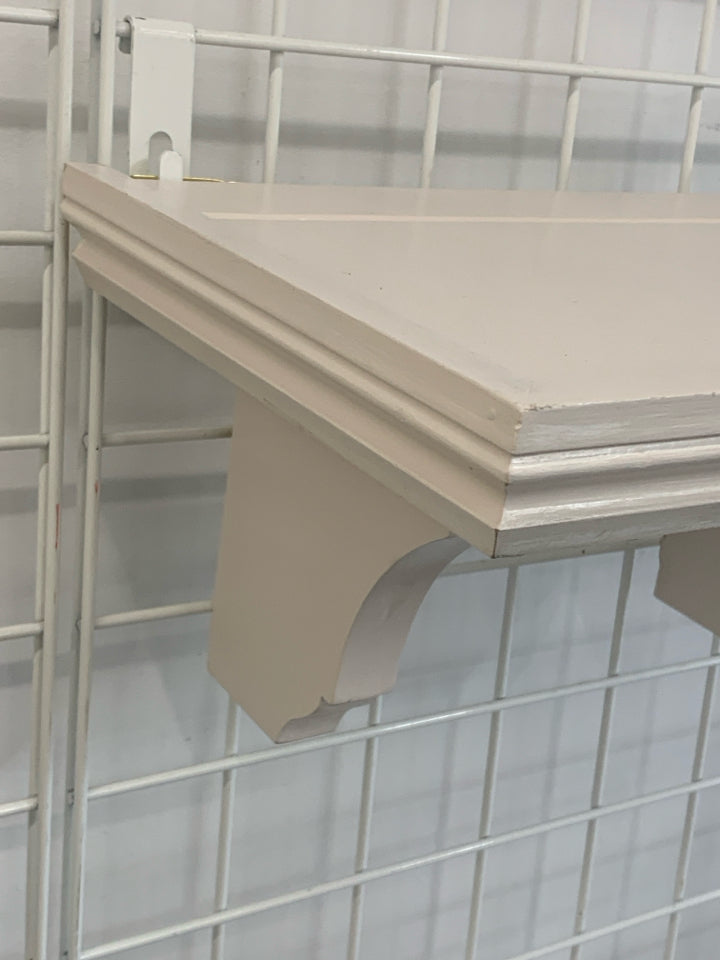 WHITE WOOD WALL SHELF.