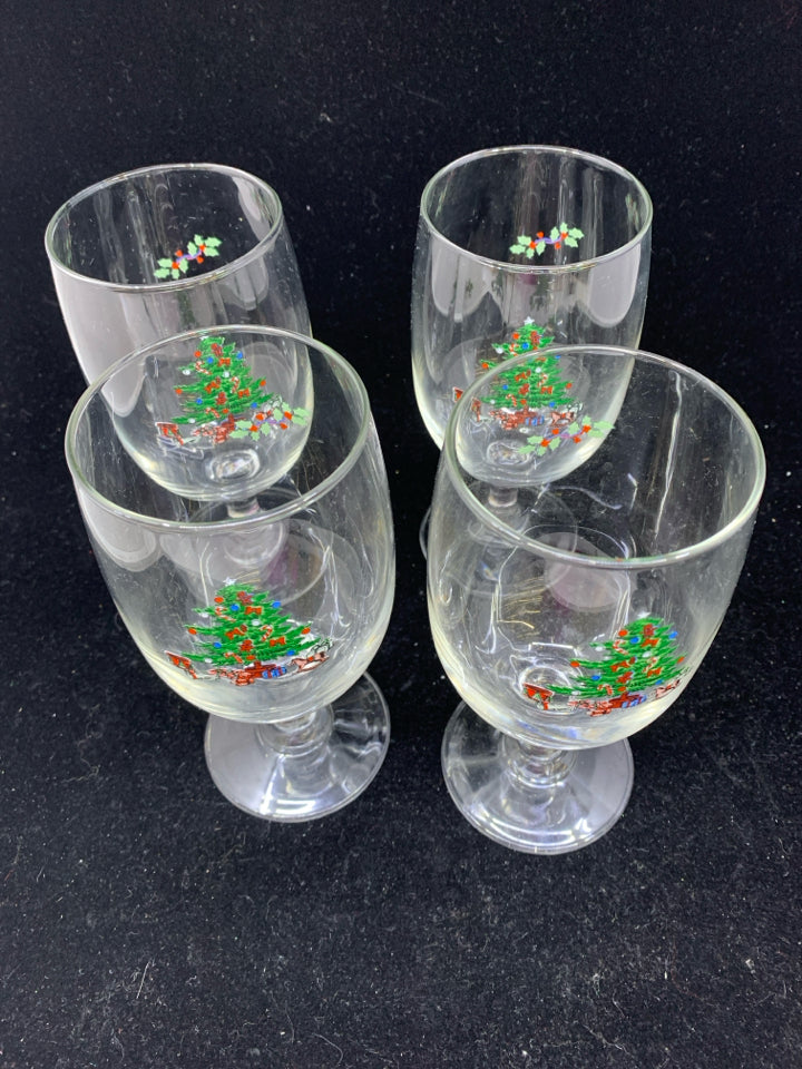 4 VTG SPODE CHRISTMAS TREE GLASSES.