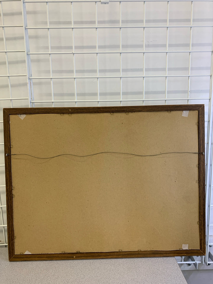 HARRISON CADY WINTER VILLAGE SCENE FRAMED WALL ART.