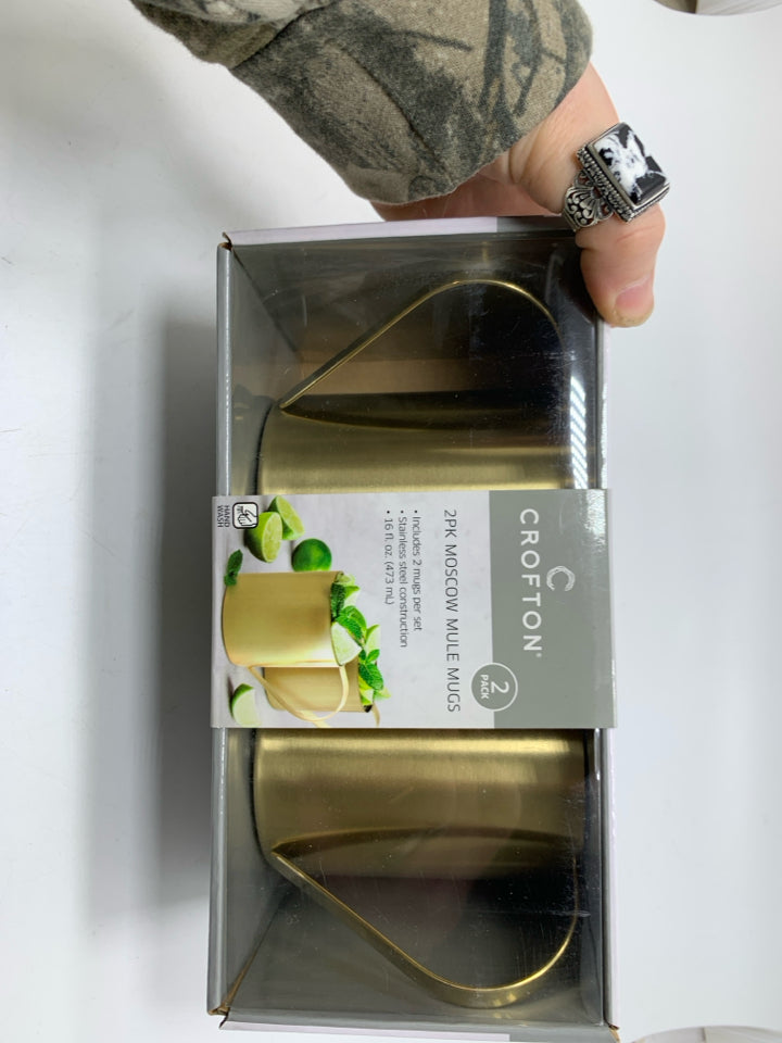 NIB 2 GOLD MOSCOW MULE MUGS.