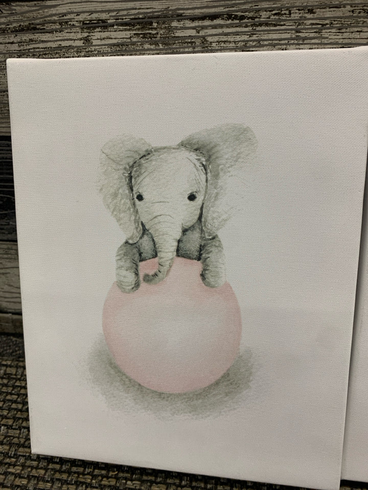 3 PC SMALL CANVAS ELEPHANTS.