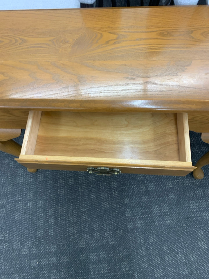 WOOD CENTER DRAWER SOFA TABLE.